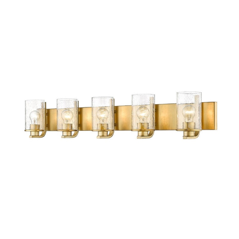 Z-Lite Beckett 42" 5-Light Olde Brass Vanity Light With Clear Seedy Glass Shade