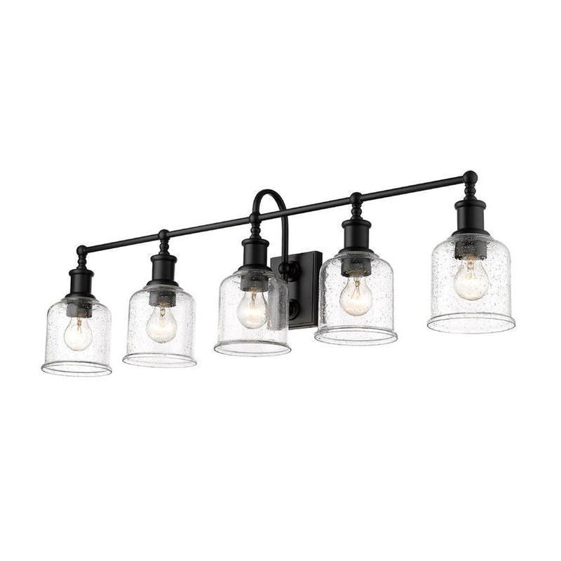 Z-Lite Bryant 41" 5-Light Matte Black Vanity Light With Clear Seedy Glass Shade
