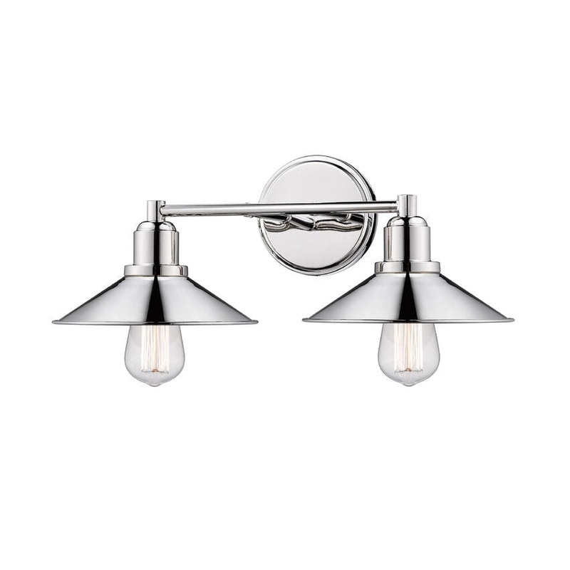 Z-Lite Casa 18" 2-Light Polished Nickel Vanity Light With Polished Nickel Steel Shade