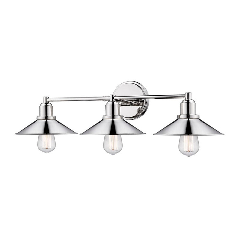Z-Lite Casa 27" 3-Light Polished Nickel Vanity Light With Polished Nickel Steel Shade