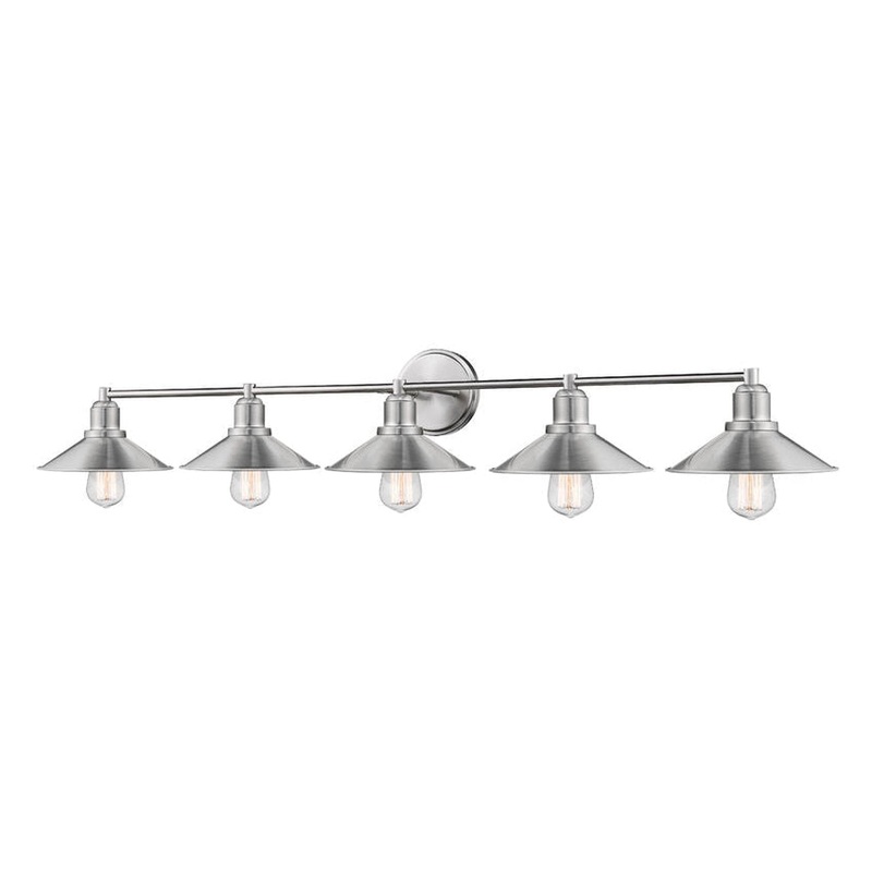 Z-Lite Casa 46" 5-Light Brushed Nickel Vanity Light With Brushed Nickel Steel Shade