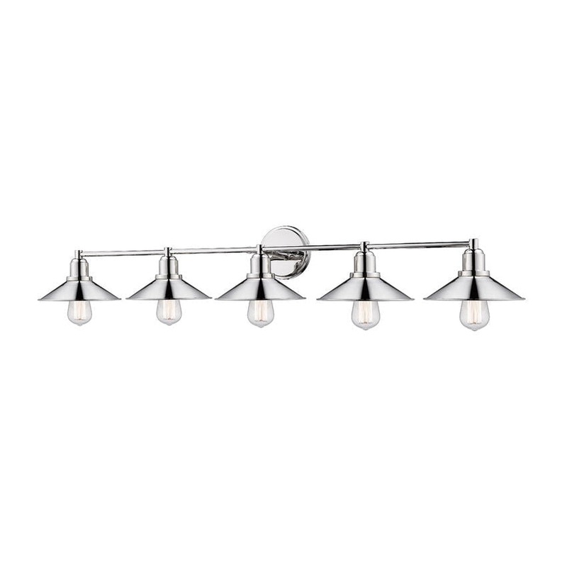 Z-Lite Casa 46" 5-Light Polished Nickel Vanity Light With Polished Nickel Steel Shade