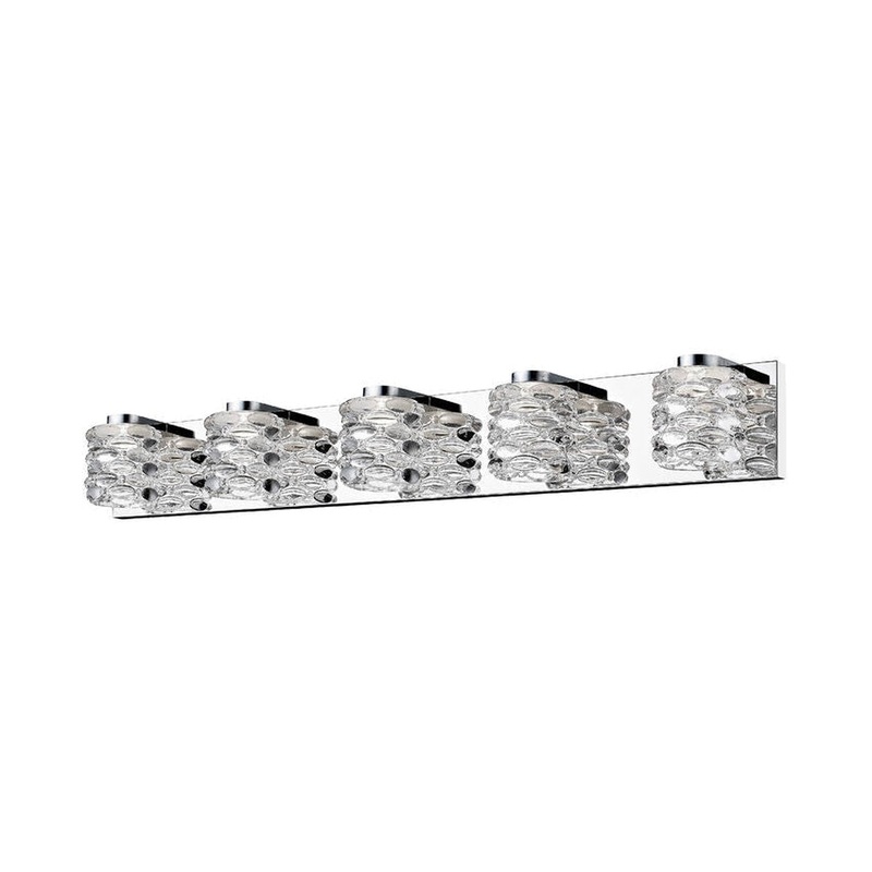 Z-Lite Dawson 36" 5-Light LED Chrome Vanity Light With Crystal Glass Shade