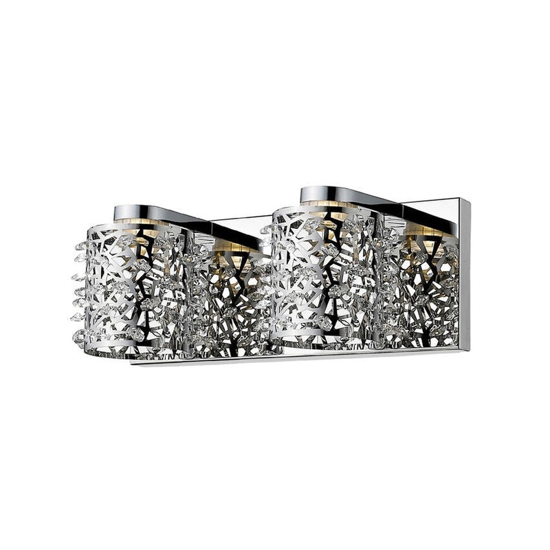 Z-Lite Fortuna 13" 2-Light LED Chrome Vanity Light With Steel and Crystal Shade