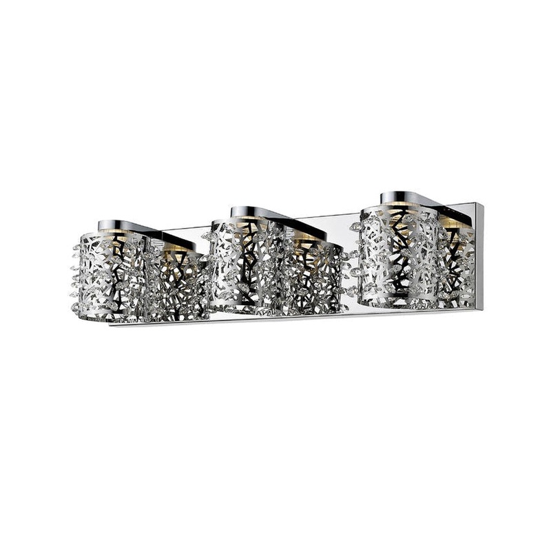 Z-Lite Fortuna 20" 3-Light LED Chrome Vanity Light With Steel and Crystal Shade