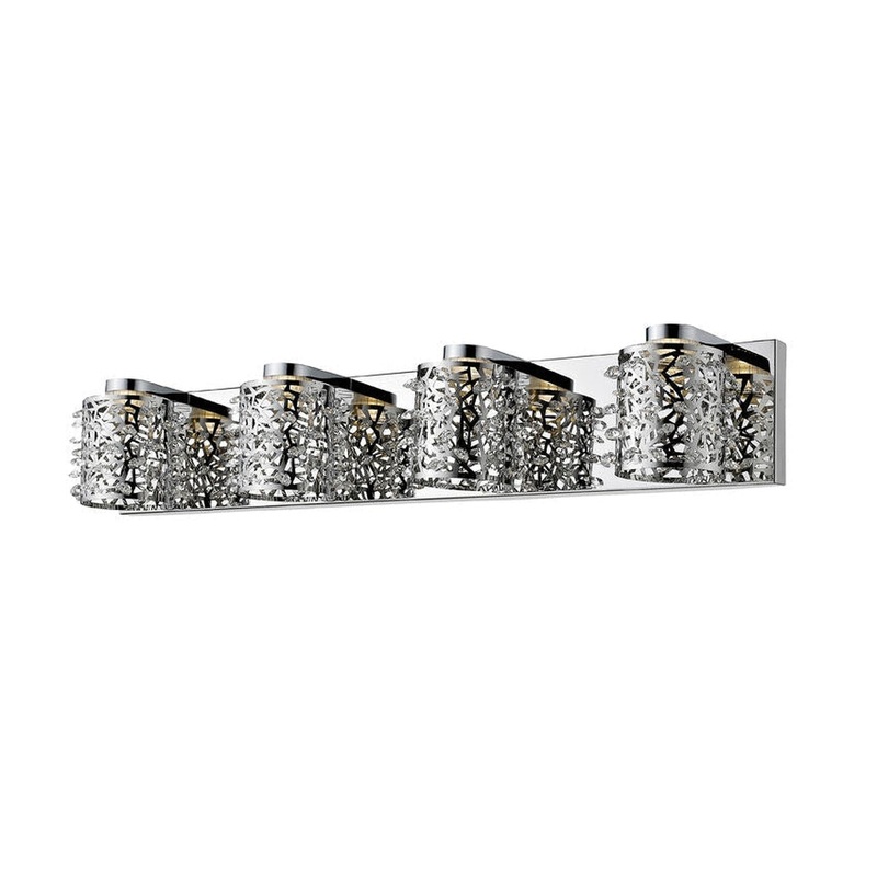 Z-Lite Fortuna 28" 4-Light LED Chrome Vanity Light With Steel and Crystal Shade
