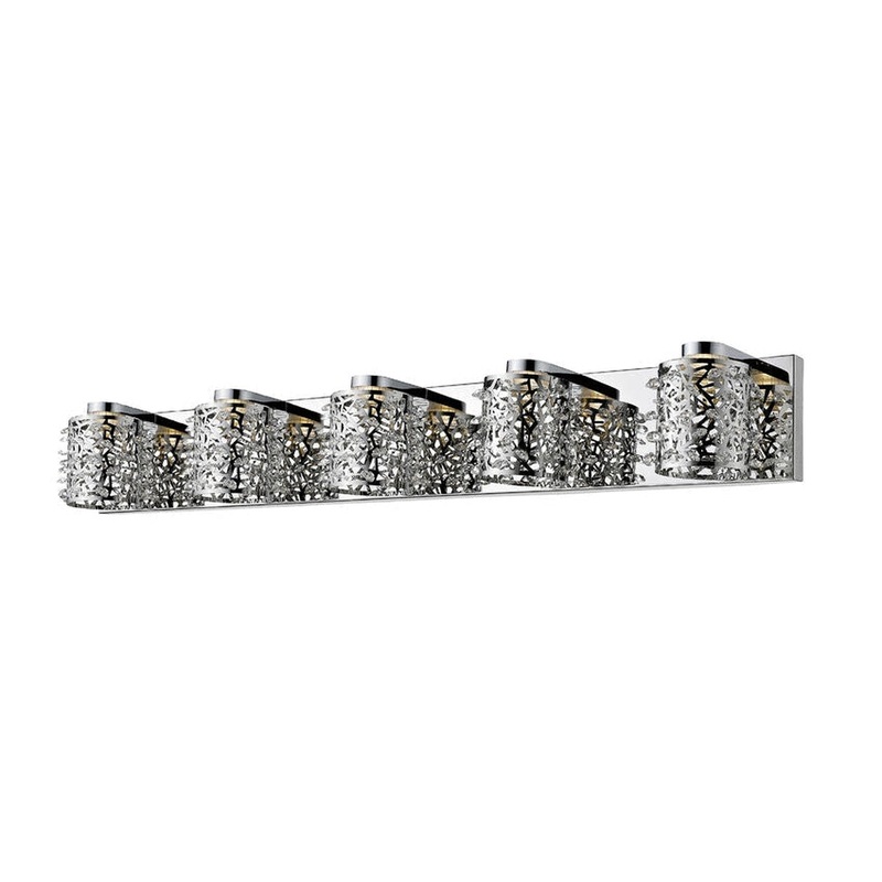 Z-Lite Fortuna 36" 5-Light LED Chrome Vanity Light With Steel and Crystal Shade