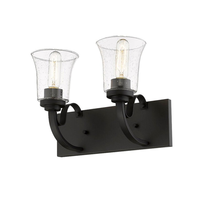 Z-Lite Halliwell 14" 2-Light Bronze Vanity Light With Clear Seedy Glass Shade
