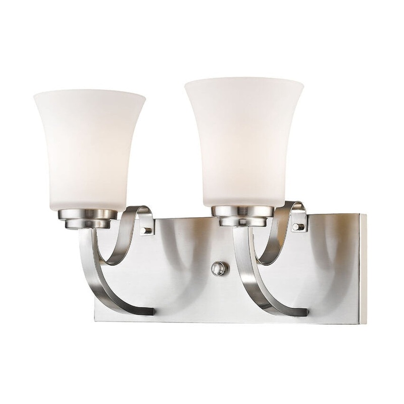 Z-Lite Halliwell 14" 2-Light Brushed Nickel Vanity Light With Matte Opal Glass Shade