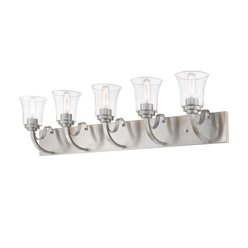 Z-Lite Halliwell 38" 5-Light Brushed Nickel Vanity Light With Clear Seedy Glass Shade
