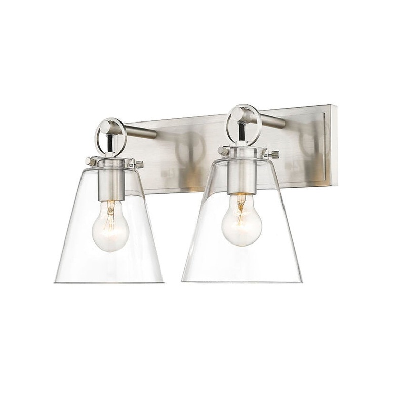 Z-Lite Harper 16" 2-Light Brushed Nickel Vanity Light With Clear Glass Shade