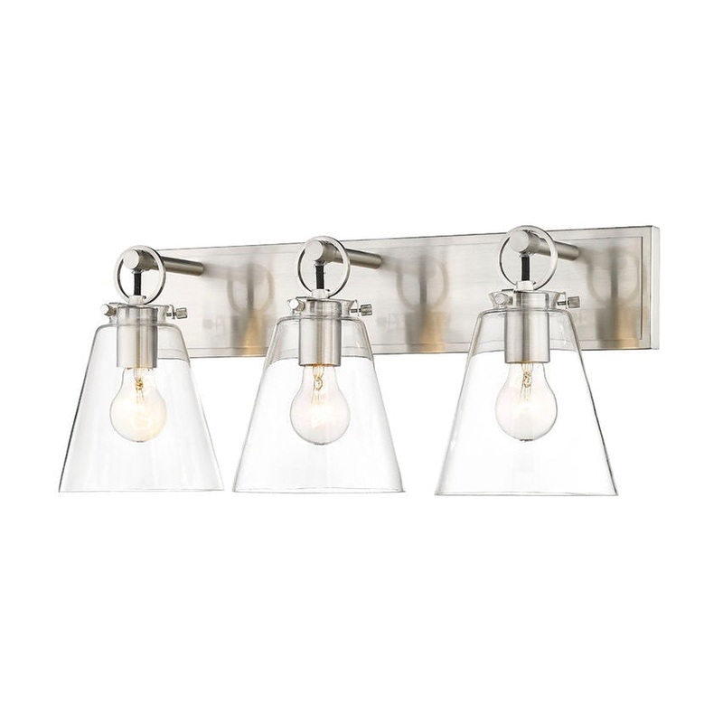 Z-Lite Harper 23" 3-Light Brushed Nickel Vanity Light With Clear Glass Shade