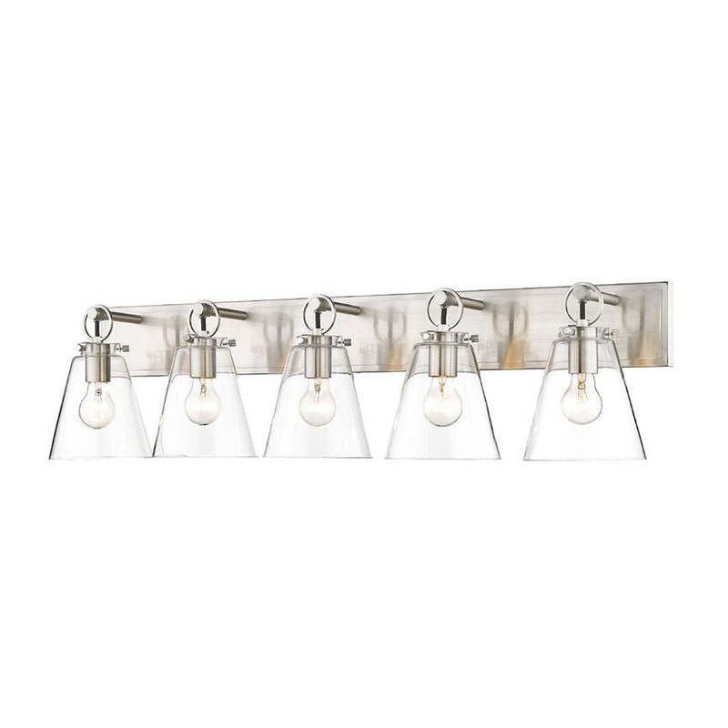 Z-Lite Harper 40" 5-Light Brushed Nickel Vanity Light With Clear Glass Shade