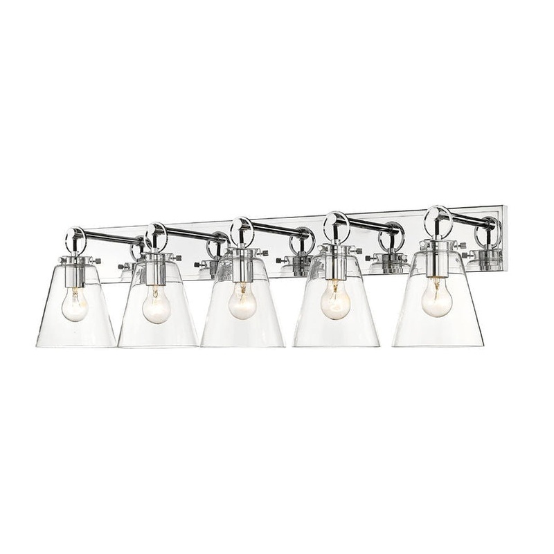 Z-Lite Harper 40" 5-Light Chrome Vanity Light With Clear Glass Shade