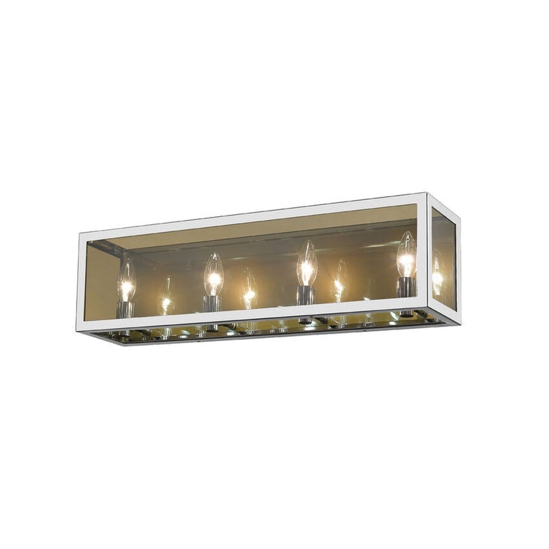 Z-Lite Infinity 24" 4-Light Chrome Vanity Light With Smoke Mirror Glass Shade