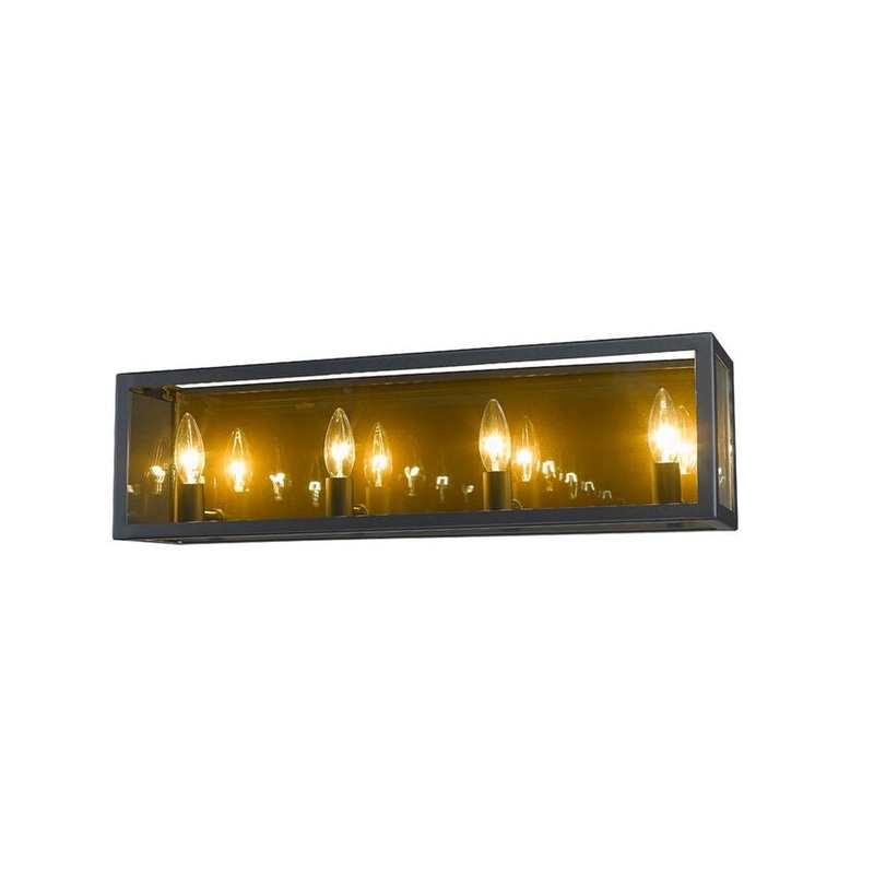 Z-Lite Infinity 24" 4-Light Misty Charcoal Vanity Light With Smoke Mirror Glass Shade