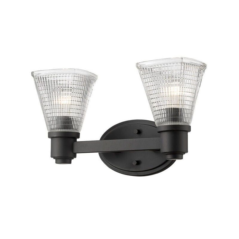 Z-Lite Intrepid 16" 2-Light Bronze Vanity Light With Clear Glass Shade