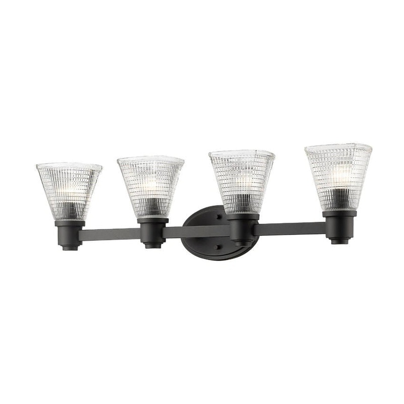 Z-Lite Intrepid 32" 4-Light Bronze Vanity Light With Clear Glass Shade