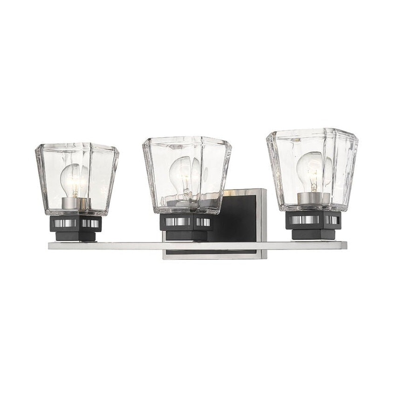 Z-Lite Jackson 24" 3-Light Brushed Nickel and Matte Black Vanity Light With Clear Glass Shade
