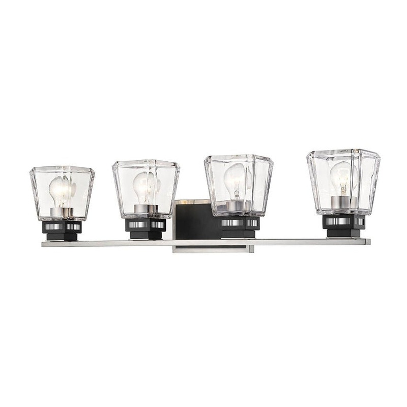 Z-Lite Jackson 33" 4-Light Brushed Nickel and Matte Black Vanity Light With Clear Glass Shade