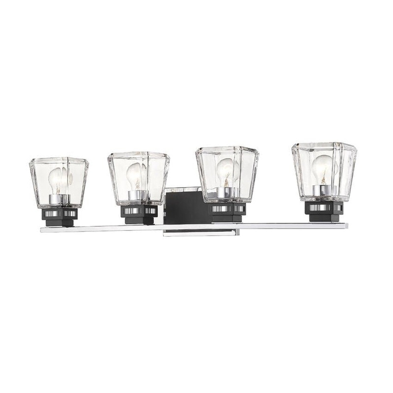Z-Lite Jackson 33" 4-Light Chrome and Matte Black Vanity Light With Clear Glass Shade