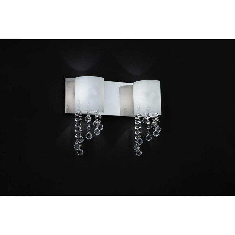 Z-Lite Jewel 15" 2-Light Chrome Vanity Light With Matte Opal Glass Shade