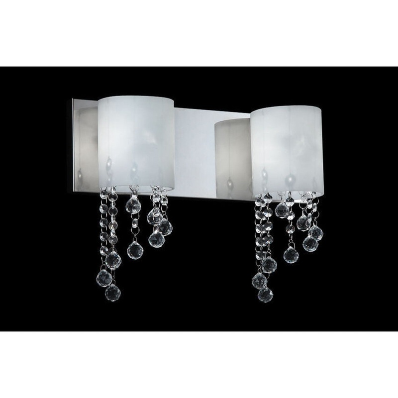 Z-Lite Jewel 15" 2-Light LED Chrome Vanity Light With Matte Opal Glass Shade
