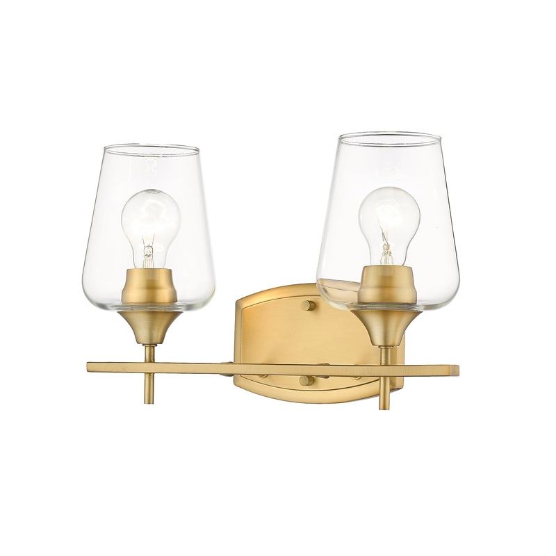 Z-Lite Joliet 15" 2-Light Olde Brass Vanity Light With Clear Glass Shade