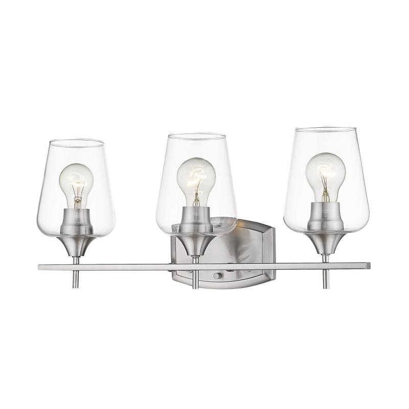 Z-Lite Joliet 22" 3-Light Brushed Nickel Vanity Light With Clear Glass Shade