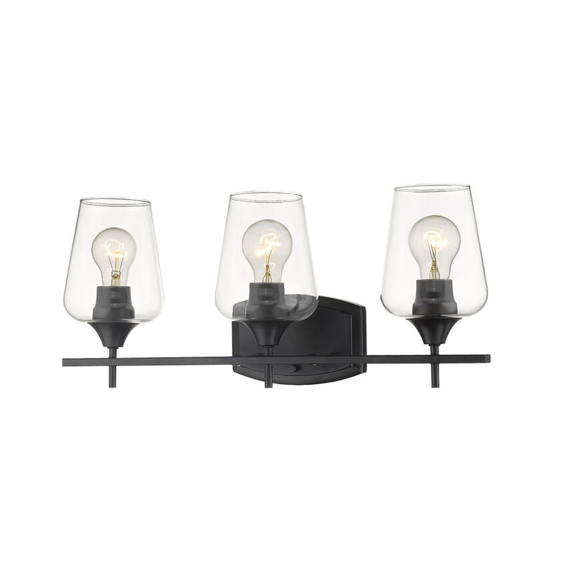 Z-Lite Joliet 22" 3-Light Matte Black Vanity Light With Clear Glass Shade