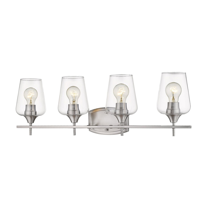 Z-Lite Joliet 30" 4-Light Brushed Nickel Vanity Light With Clear Glass Shade