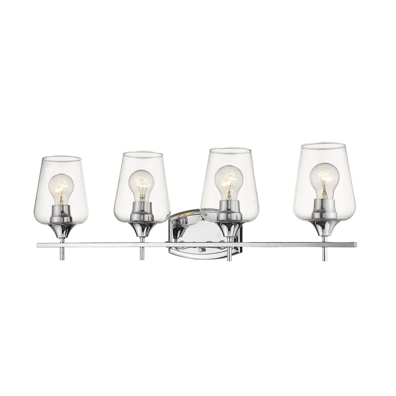 Z-Lite Joliet 30" 4-Light Chrome Vanity Light With Clear Glass Shade