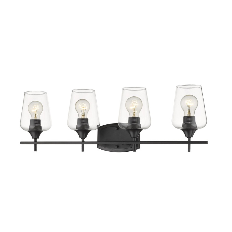 Z-Lite Joliet 30" 4-Light Matte Black Vanity Light With Clear Glass Shade