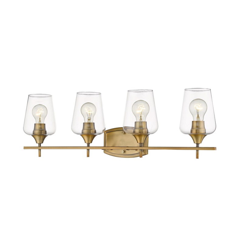 Z-Lite Joliet 30" 4-Light Olde Brass Vanity Light With Clear Glass Shade