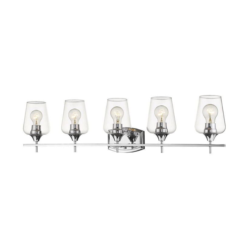 Z-Lite Joliet 38" 5-Light Chrome Vanity Light With Clear Glass Shade