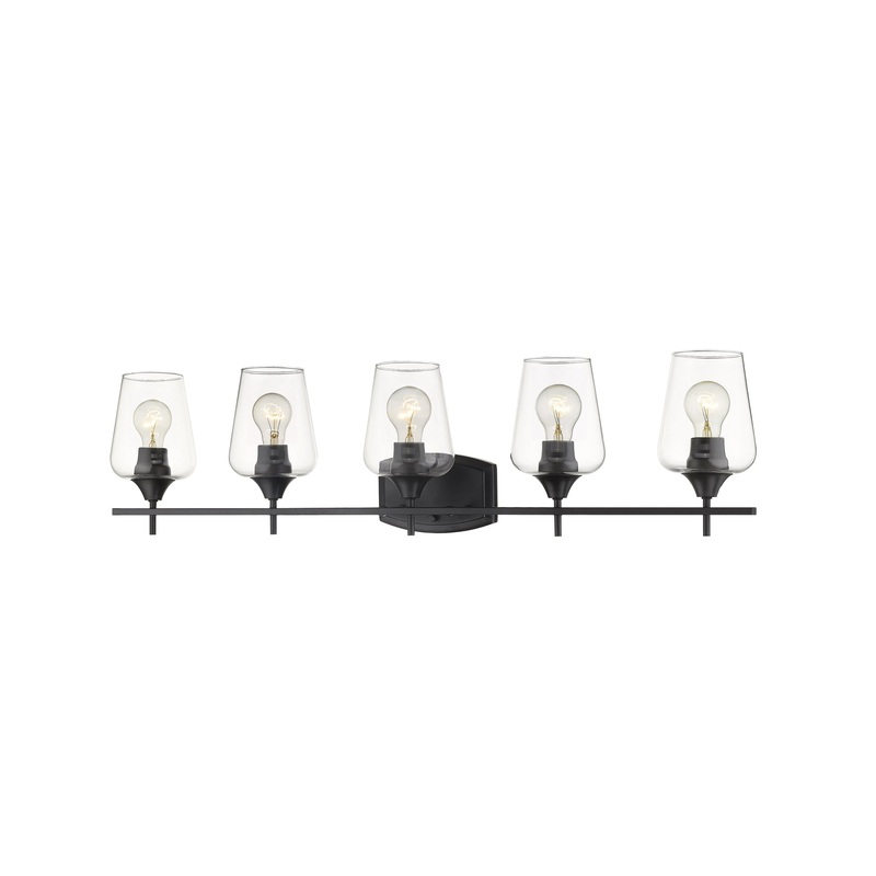 Z-Lite Joliet 38" 5-Light Matte Black Vanity Light With Clear Glass Shade