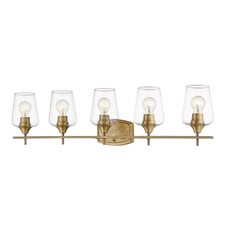 Z-Lite Joliet 38" 5-Light Olde Brass Vanity Light With Clear Glass Shade