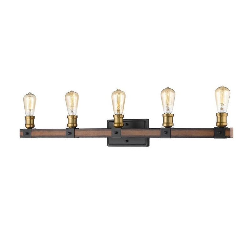 Z-Lite Kirkland 38" 5-Light Rustic Mahogany Vanity Light
