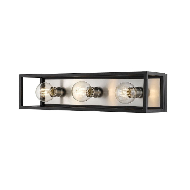 Z-Lite Kube 24" 3-Light Matte Black and Brushed Nickel Vanity Light