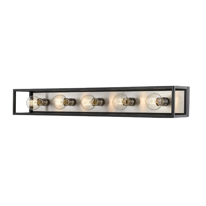 Z-Lite Kube 40" 5-Light Matte Black and Brushed Nickel Vanity Light