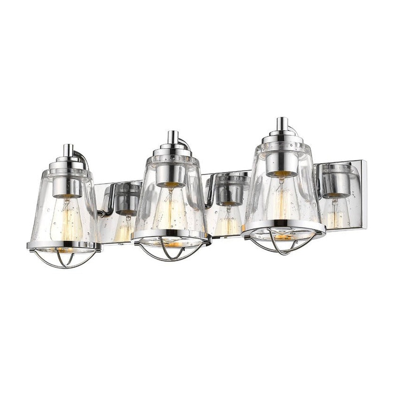 Z-Lite Mariner 24" 3-Light Chrome Vanity Light With Clear Seedy Glass Shade