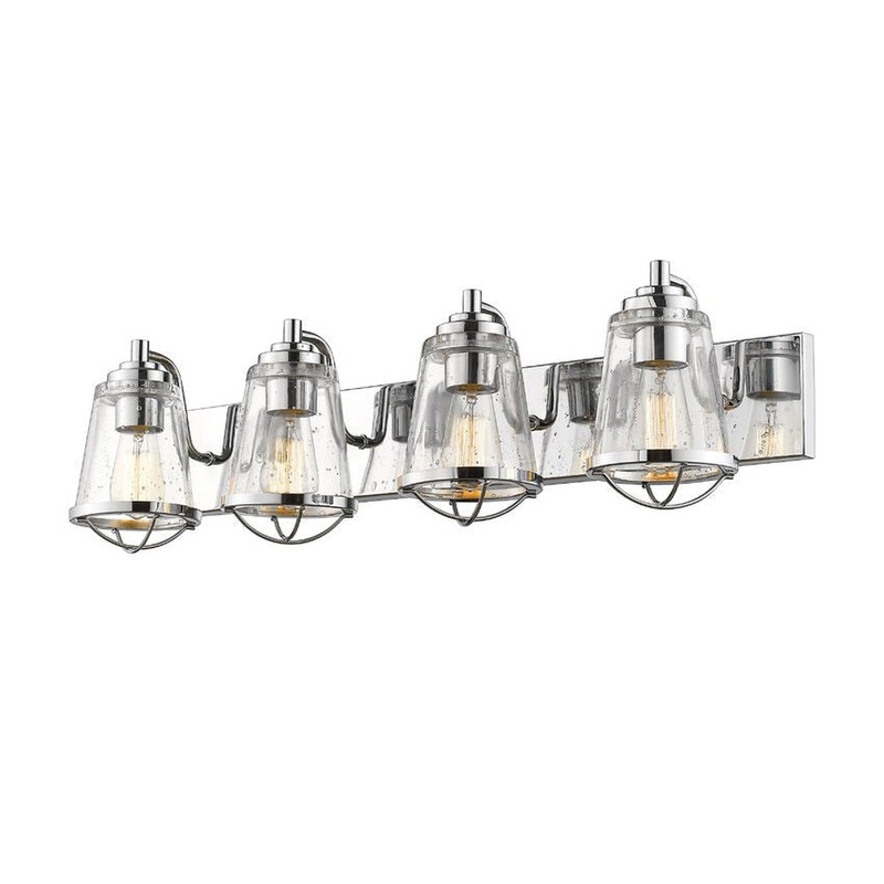 Z-Lite Mariner 32" 4-Light Chrome Vanity Light With Clear Seedy Glass Shade