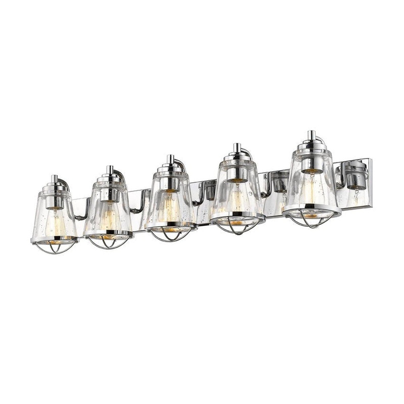 Z-Lite Mariner 40" 5-Light Chrome Vanity Light With Clear Seedy Glass Shade
