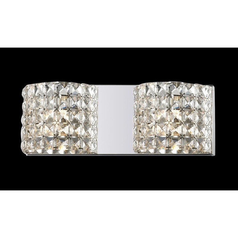 Z-Lite Panache 16" 2-Light LED Clear Crystal Shade Vanity Light With Chrome Frame Finish