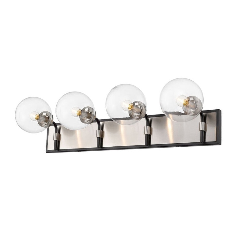 Z-Lite Parsons 33" 4-Light Matte Black and Brushed Nickel Vanity Light With Clear Glass Shade