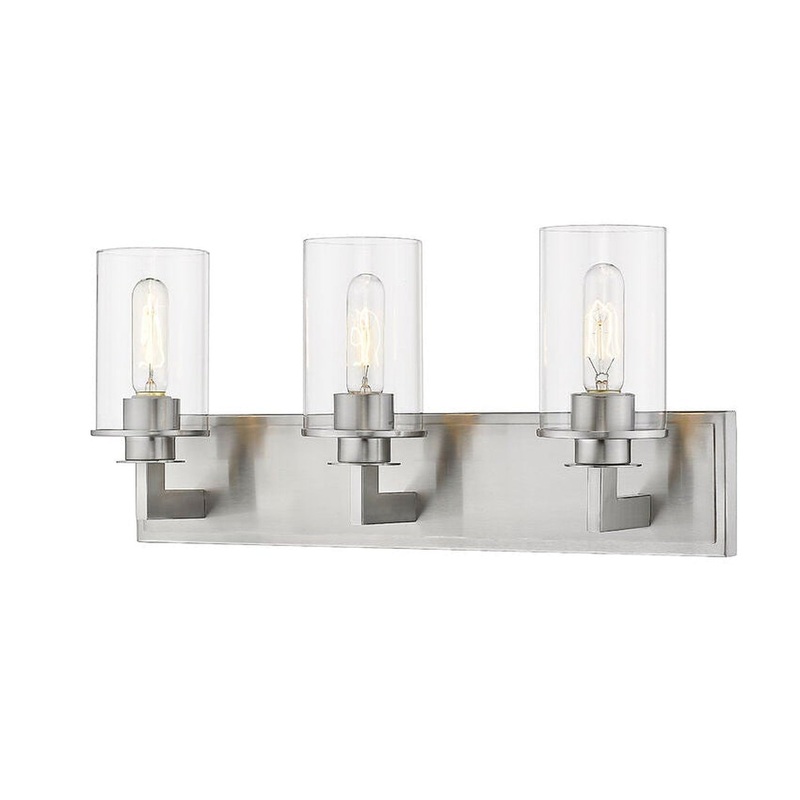 Z-Lite Savannah 23" 3-Light Brushed Nickel Vanity Light With Clear Glass Shade