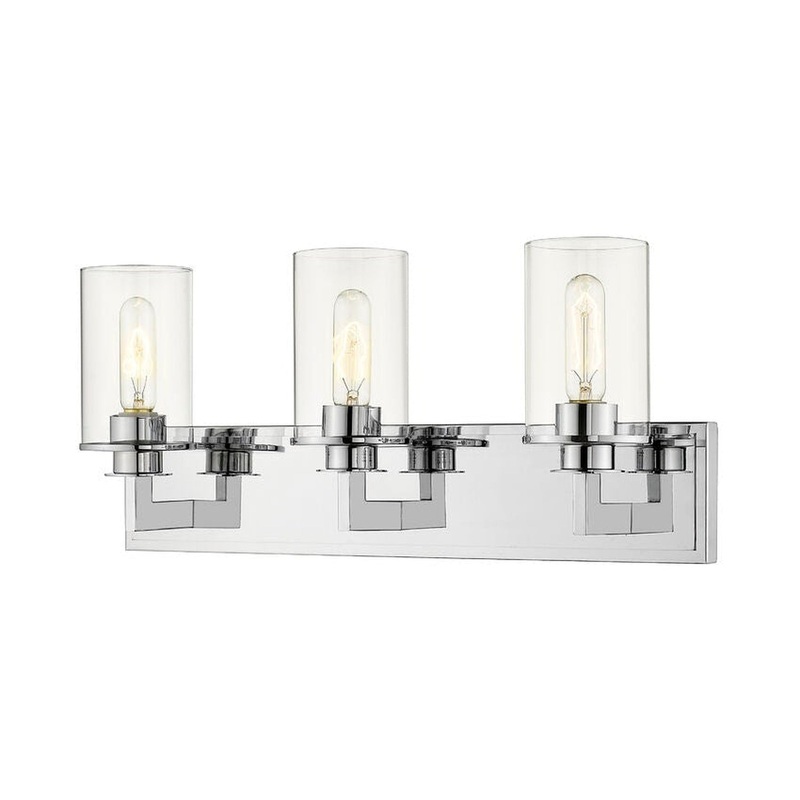 Z-Lite Savannah 23" 3-Light Chrome Vanity Light With Clear Glass Shade