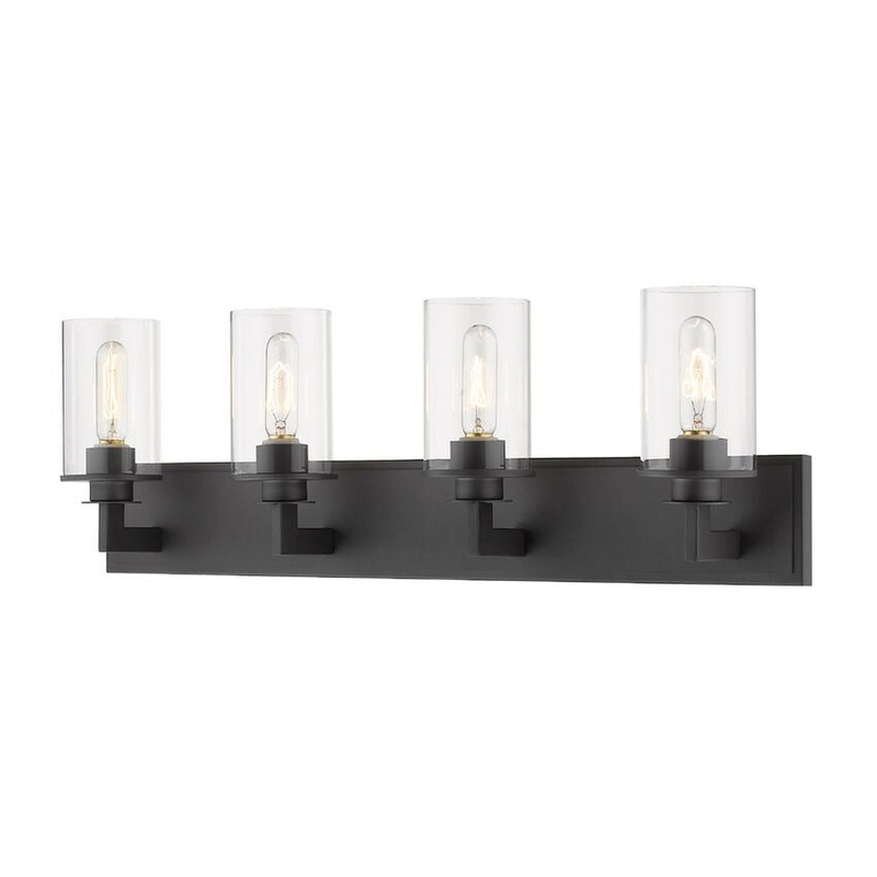 Z-Lite Savannah 32" 4-Light Bronze Vanity Light With Clear Glass Shade
