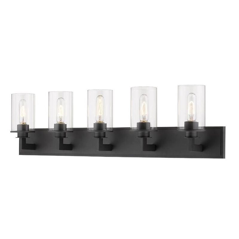 Z-Lite Savannah 39" 5-Light Bronze Vanity Light With Clear Glass Shade