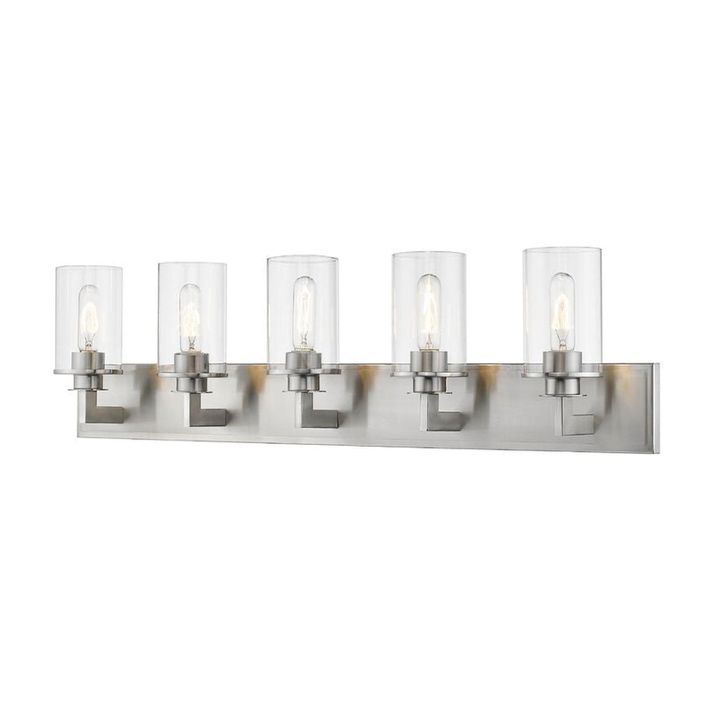 Z-Lite Savannah 39" 5-Light Brushed Nickel Vanity Light With Clear Glass Shade
